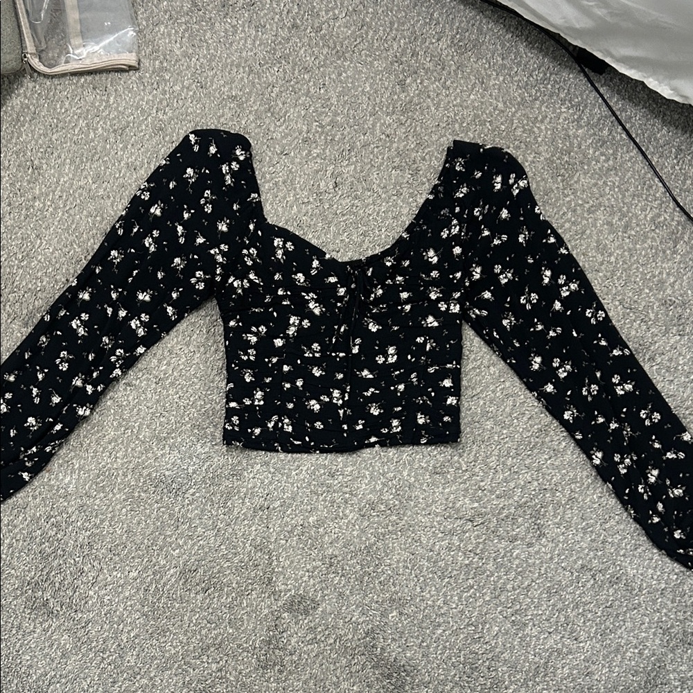 Hollister Black Floral Long Sleeve